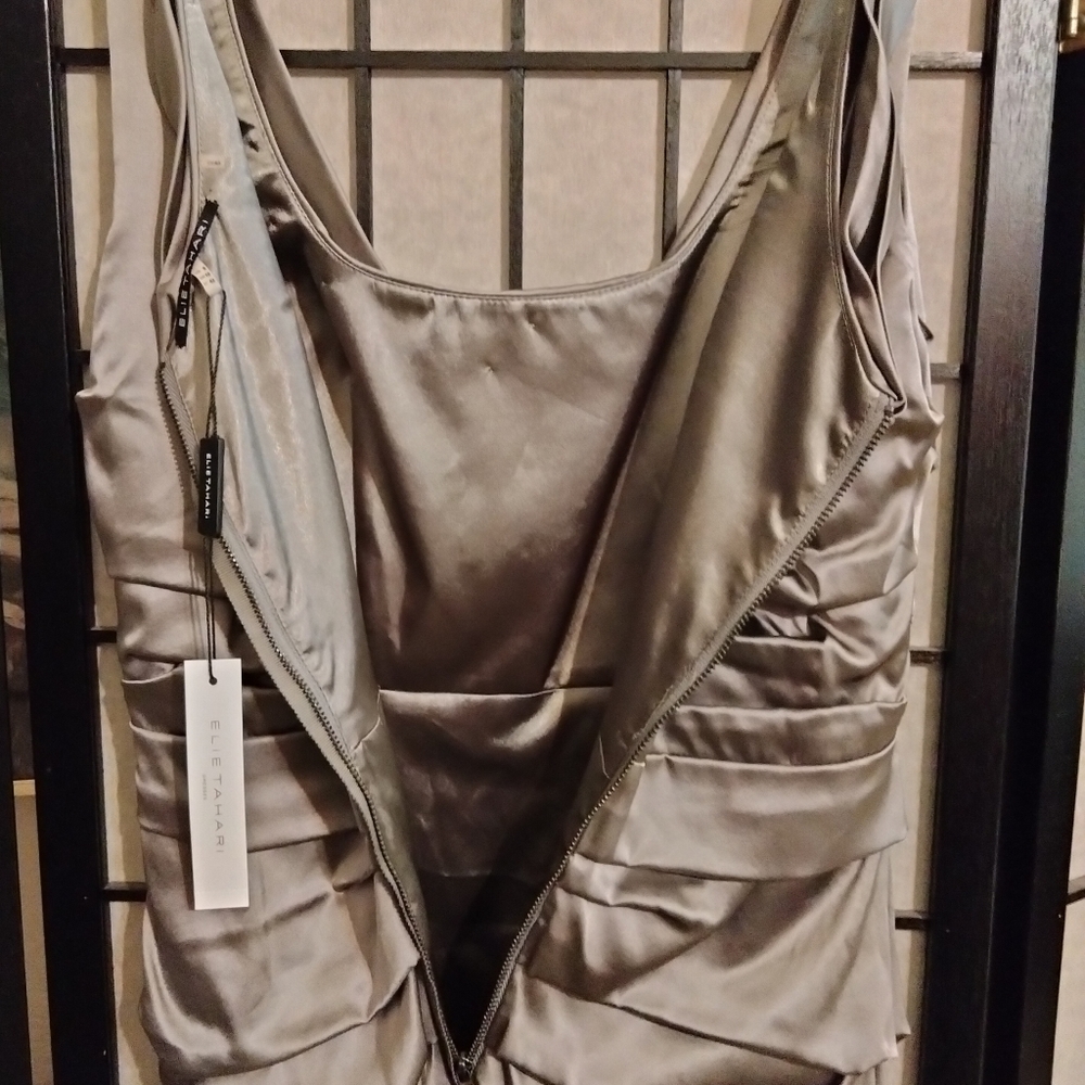 Sadie silver silk midi dress semi formal size 6 by Elie Tahari - Picture 8 of 10